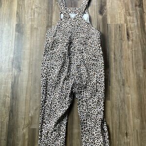 WILDFANG LEOPARD PRINT COTTON OVERALL WITH POCKETS size Medium